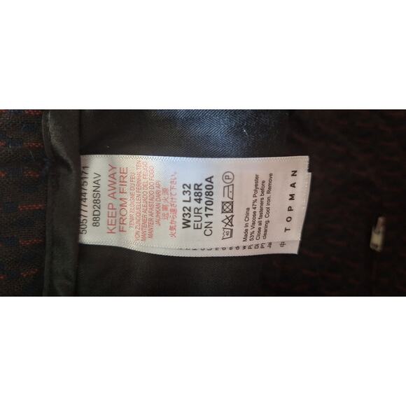 Topman men's gray/black/red jacquard dress pants/slacks 32x32- Drawstring NWOT - Picture 6 of 8